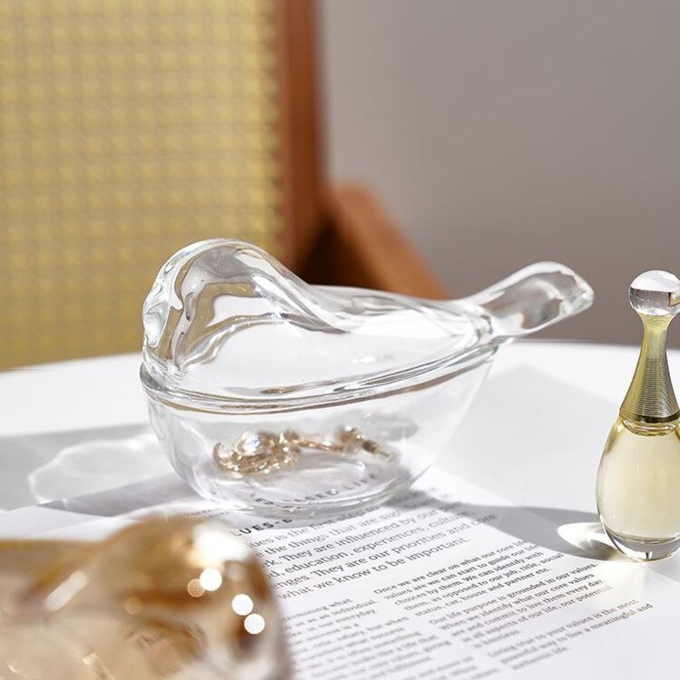 Jewelry Box Bird Shape Glass Jar