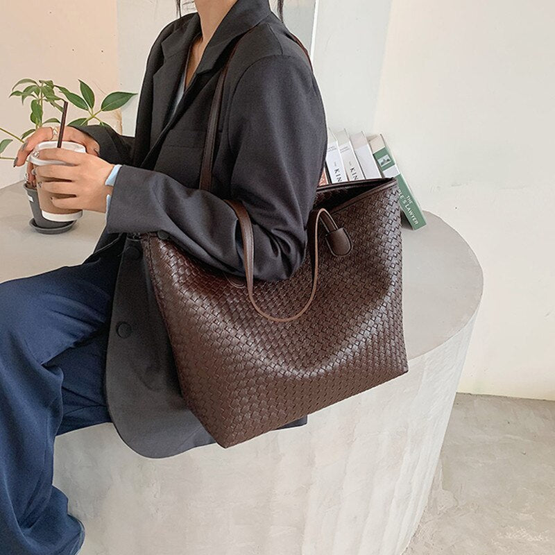 Pu Leather Big Tote Handbag
