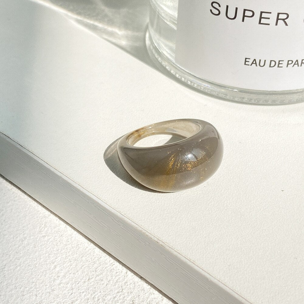 Transparent Resin Geometric Ring