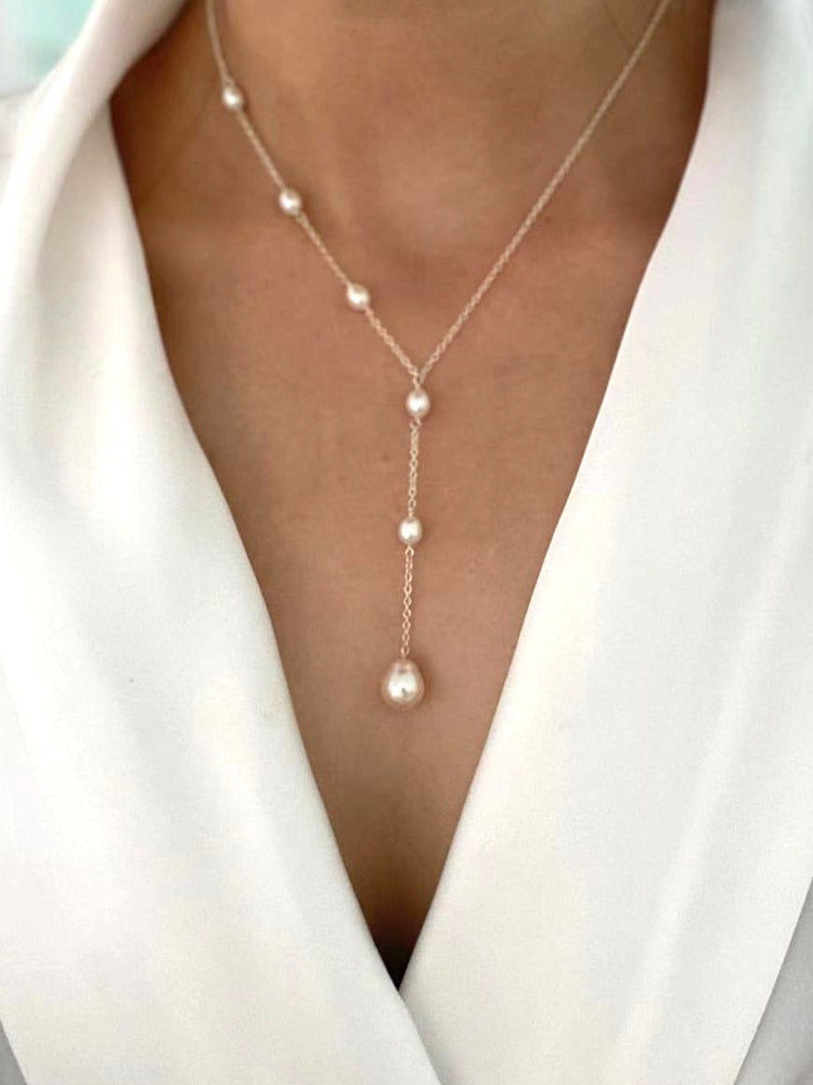 Gold/Silver Natural Freshwater Pearl Necklace