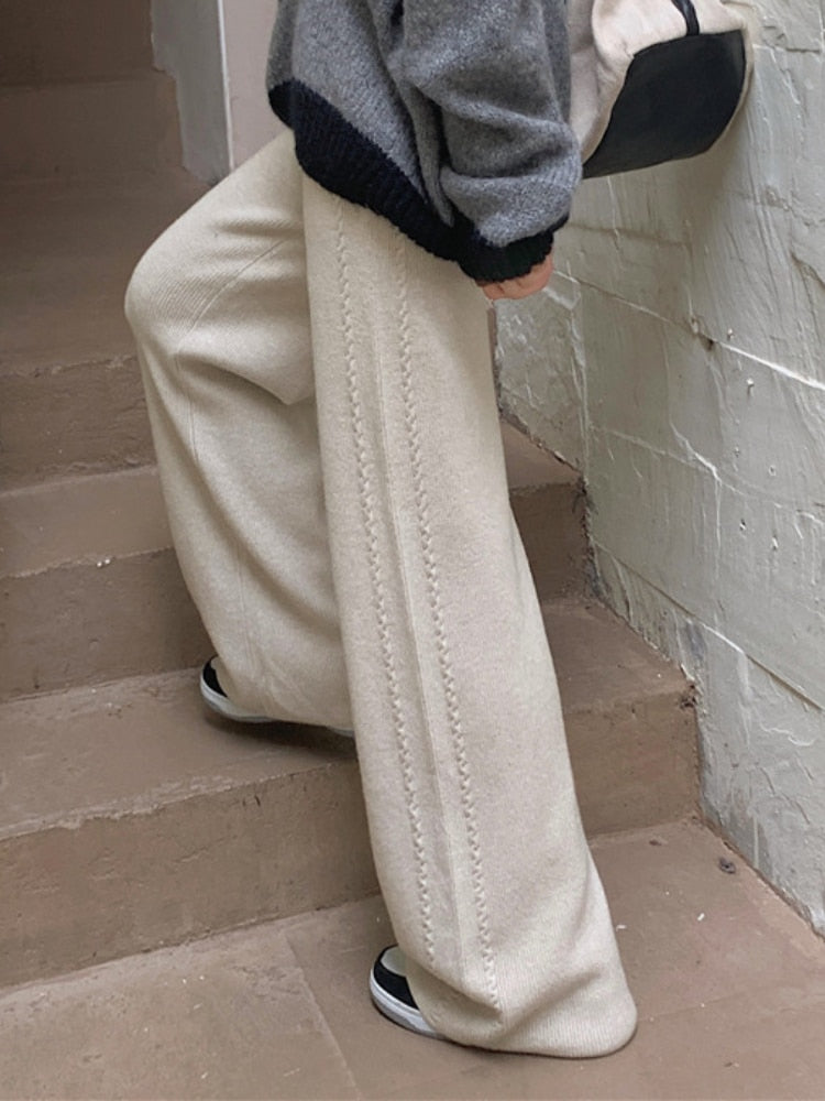 Loose Knitted Wide Leg Pants