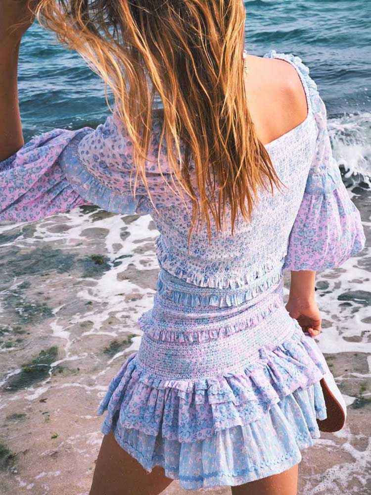 Sky Blue Ruffle Mini Dress