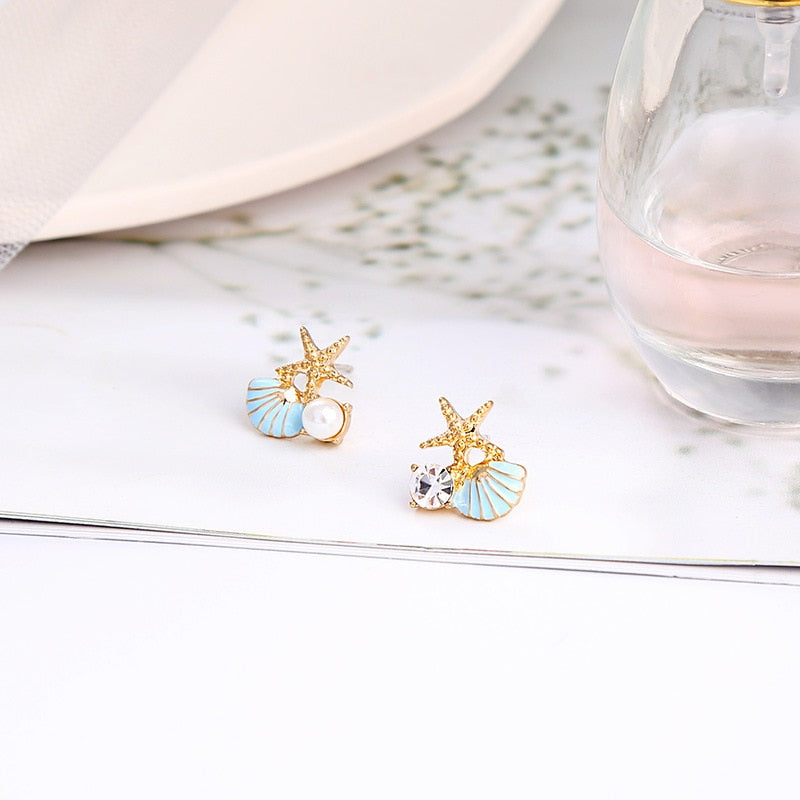 Starfish Shell Stud Earrings