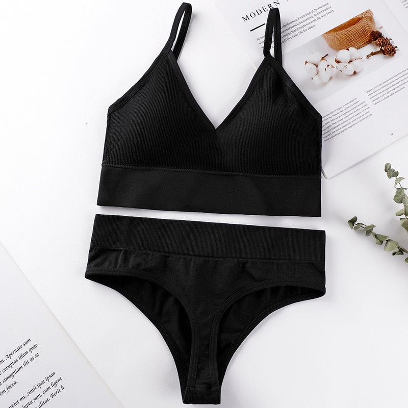 French Backless Push Up Underwear Set