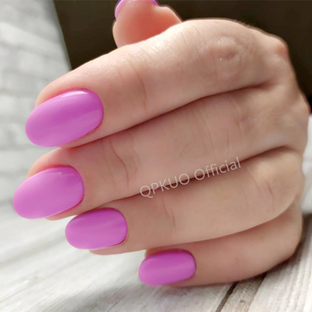 24Pcs Magenta Short Press On Nails