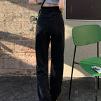 Solid Hole High Waist Jeans