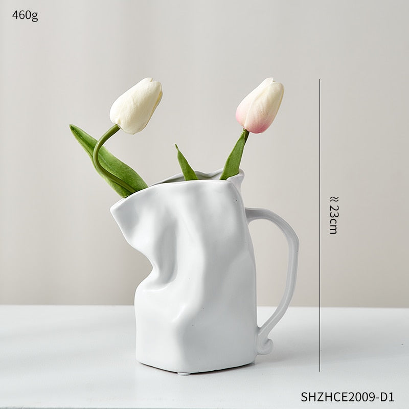 Nordic Pleated Ceramic Flower Pot