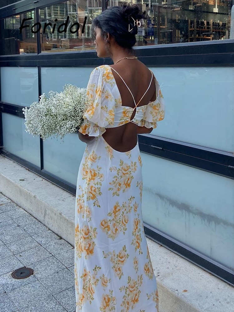 Floral French Maxi Long Dress
