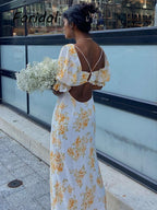Floral French Maxi Long Dress