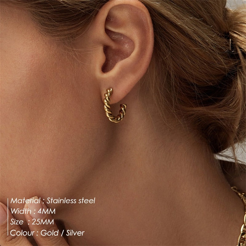 Spiral Twist Hoop Earrings