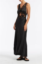 Sleeveless Lace Cutout Long Dress