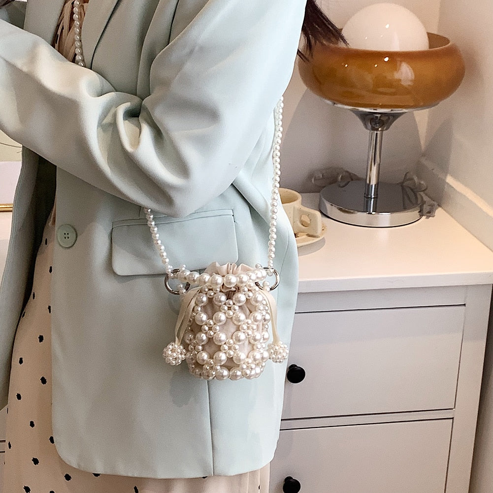 Mini Pearl Beaded Crossbody Bag