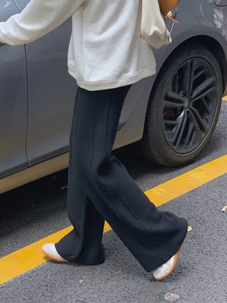 Loose Knitted Wide Leg Pants