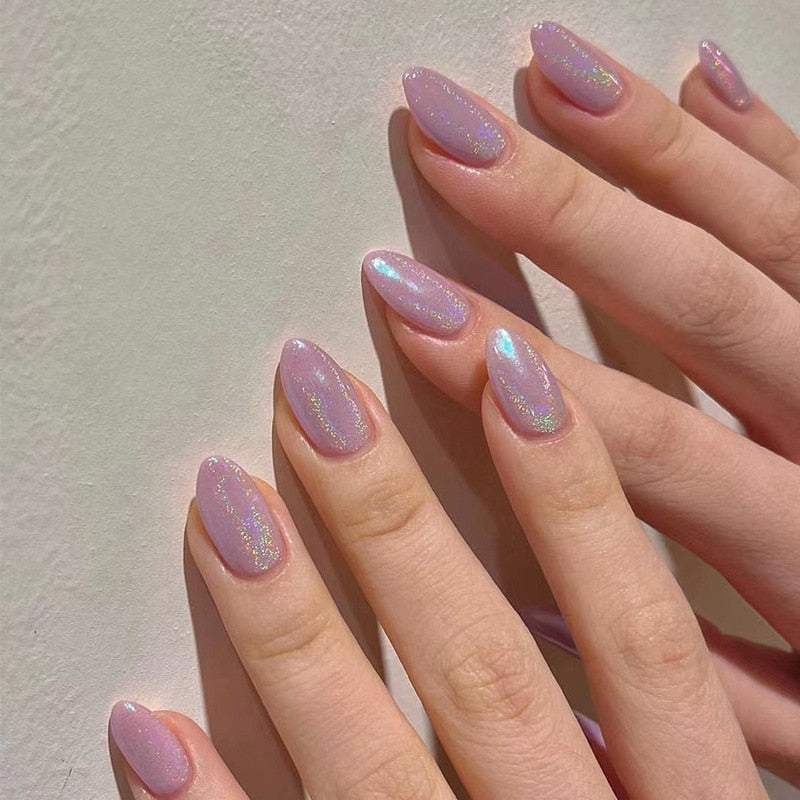 24pcs Glitter Purple Press On Nails