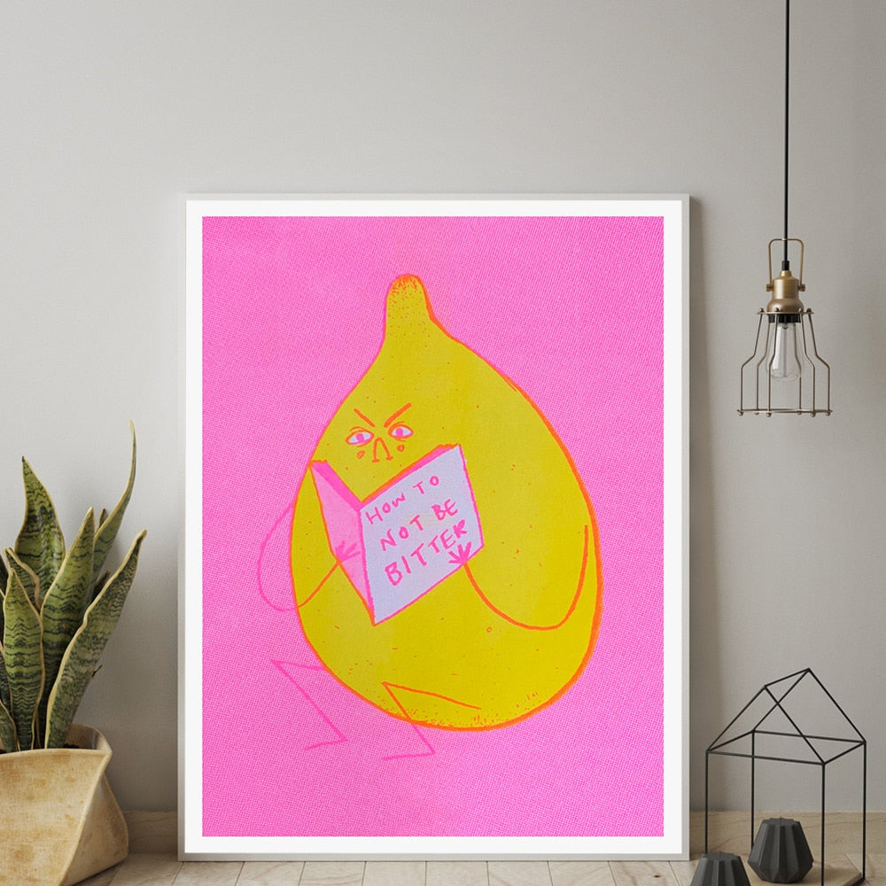 How To Not Be Bitter Cute Fruit Lemon Wall Art
