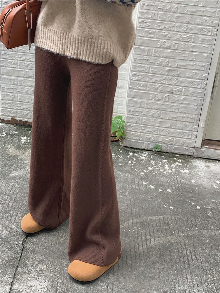 Loose Knitted Wide Leg Pants