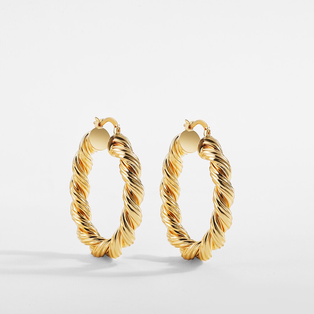 Minimalist Geometric Twist Hoop Earrings