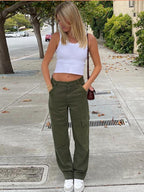 Cargo Wide Leg Straight Jeans