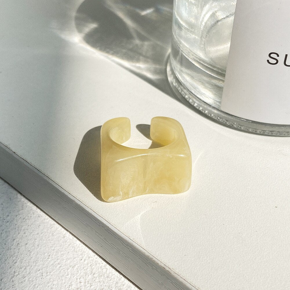 Transparent Resin Geometric Ring