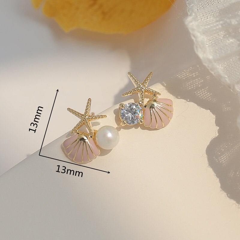 Starfish Shell Stud Earrings