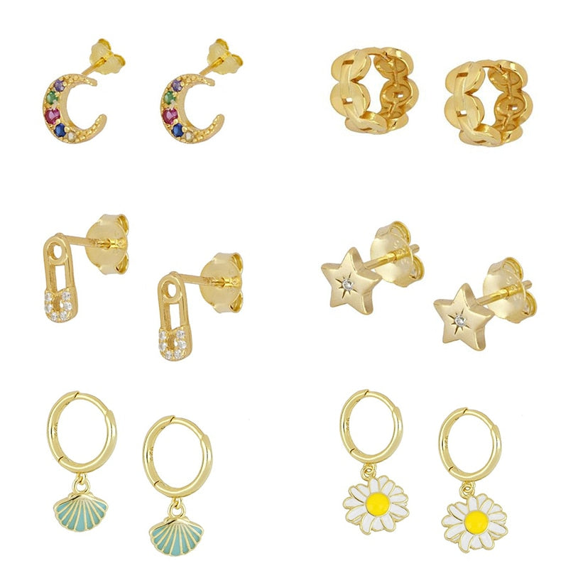 Gold Earrings Set