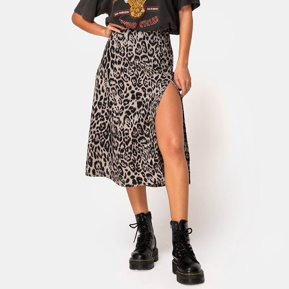 Split Midi Skirts Floral Printing