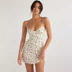 A-Line  Floral Print Mini Dress