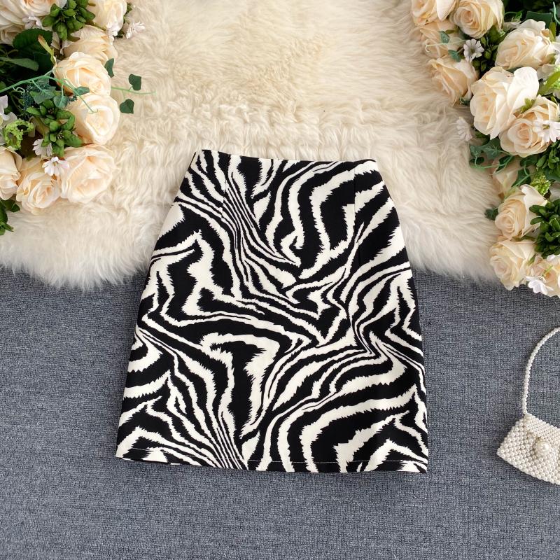 Zebra Pattern Print Midi Skirt