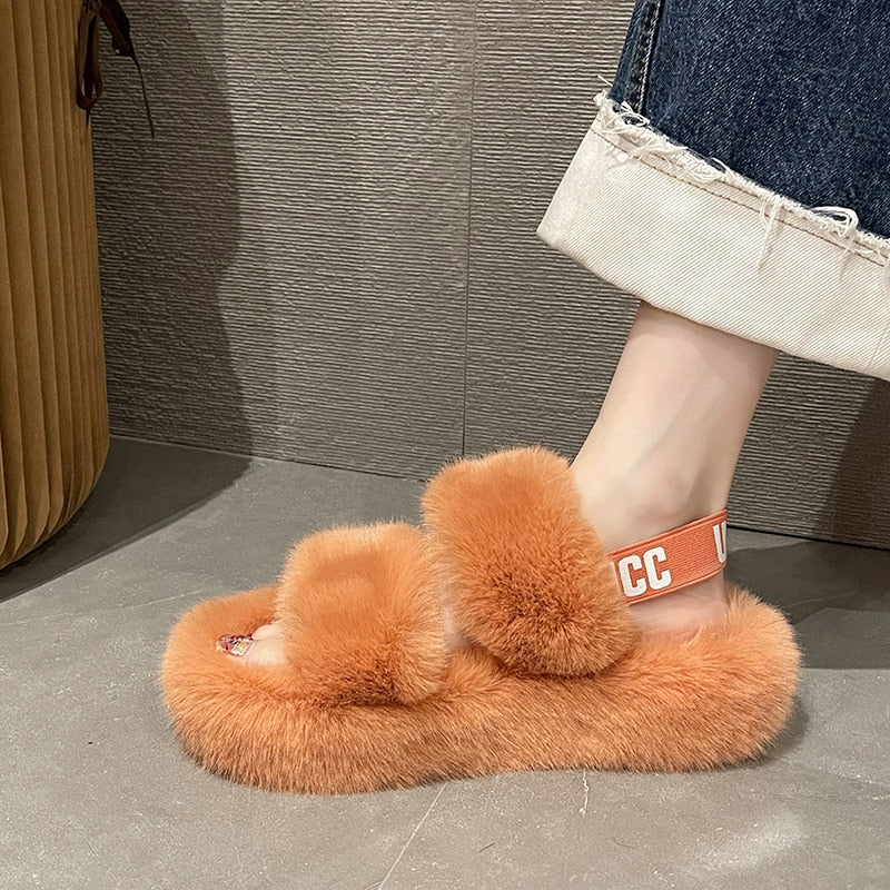 Platform Fur Slippers