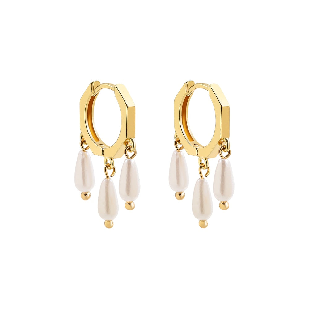 Natural Stone Hoop Earrings