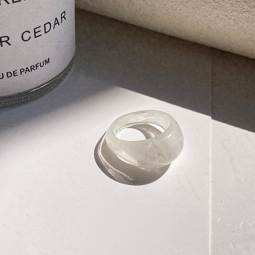Transparent Resin Geometric Ring