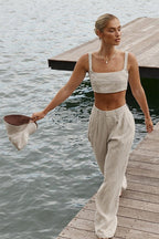 Khaki Cotton Two Piece Set