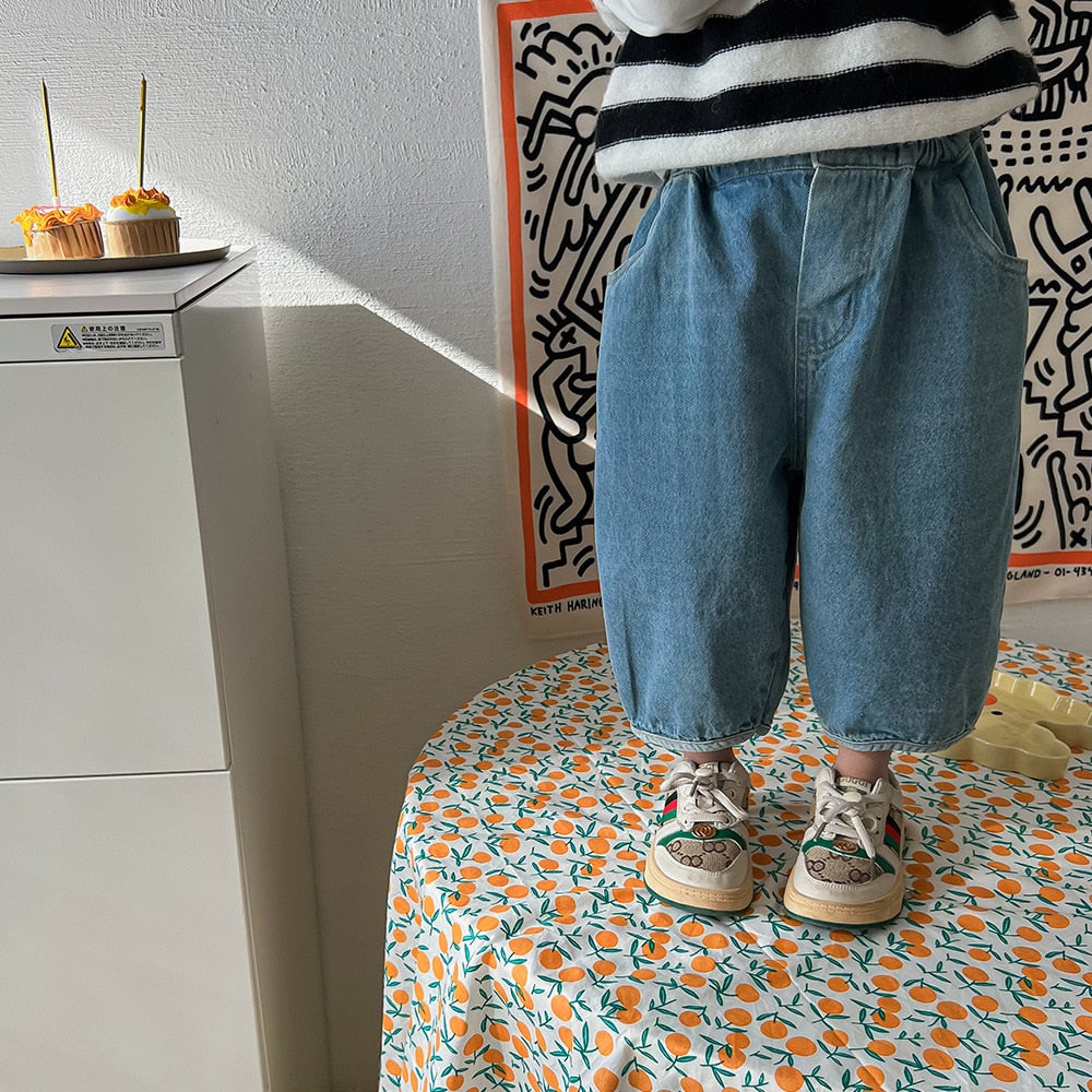 Cotton Denim Harem Pants