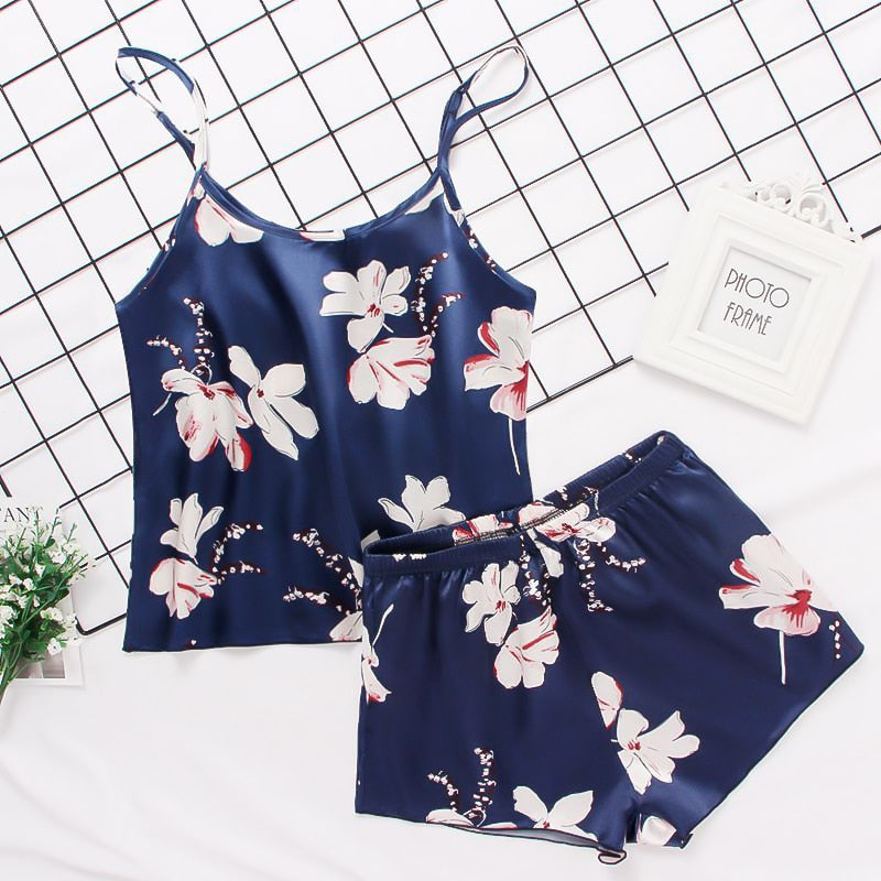 Silk Satin Floral Pajama Set