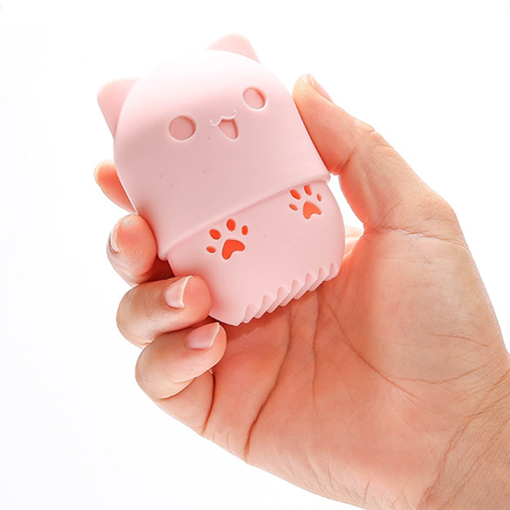 Portable Kitten Silicone Powder Puff Blender Holder