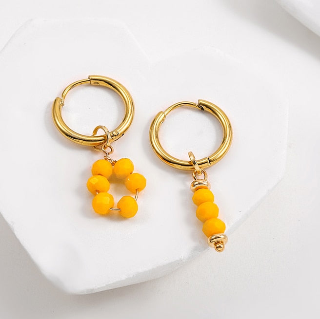 Natural Stone Hoop Earrings