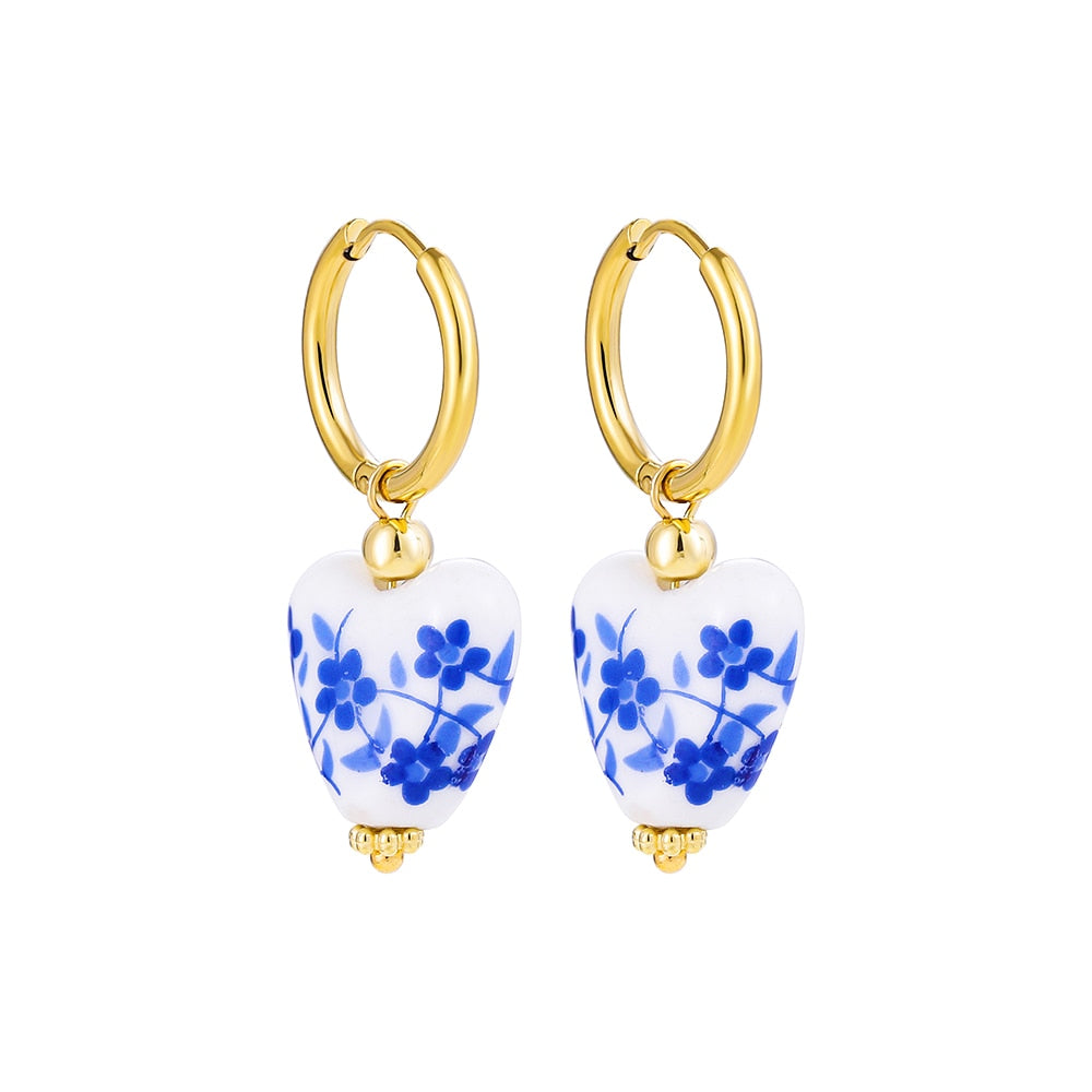 Natural Stone Hoop Earrings