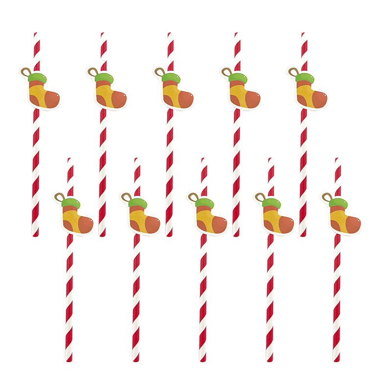 10Pcs/pack Christmas Disposable Paper Traws