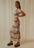 Graphic Print Maxi Dress