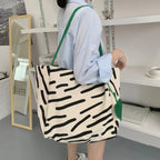 Zebra Stripes Canvas Large Tote Bag