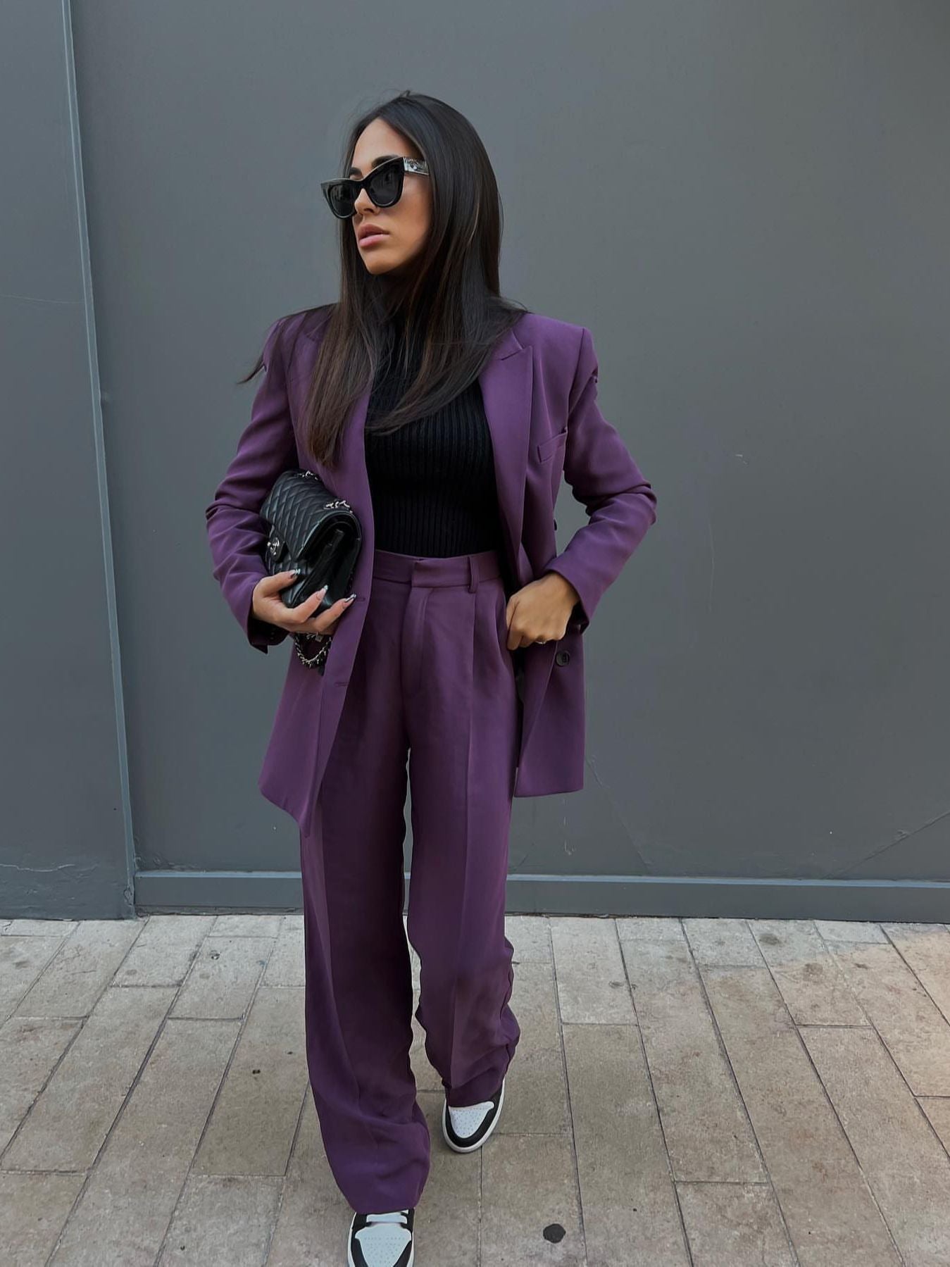 Purple Oversized Long Blazer