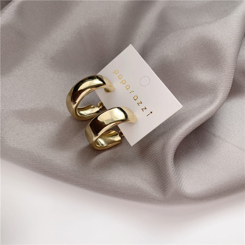 Twist Metal Circle Geometric Round Hoop Earrings