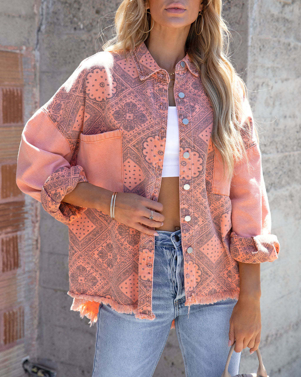Pink Boho Denim Jacket