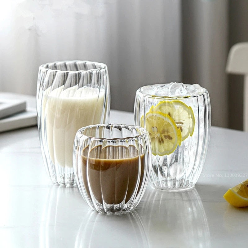 Stripe Double Wall Glass Mug