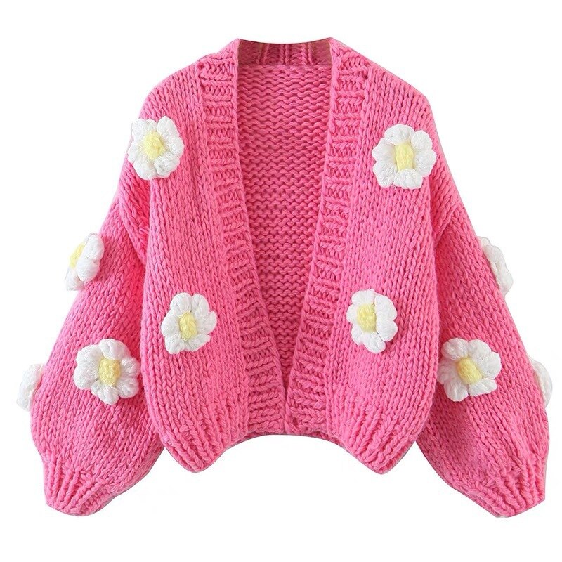 Flower Thick Sweater Cardigan