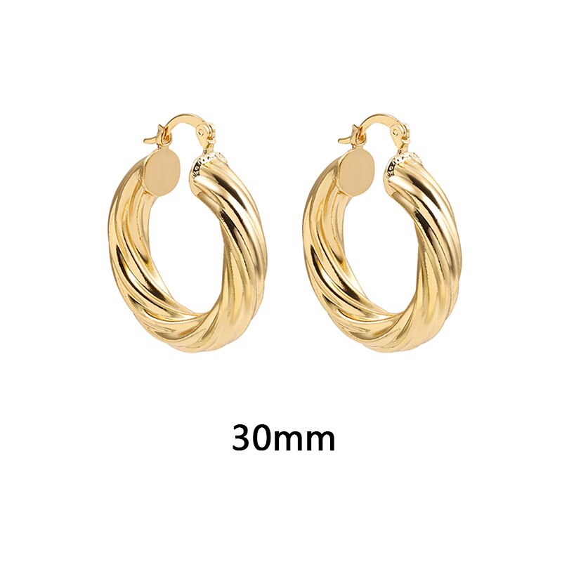 Gold Link Chain Hoops Earrings