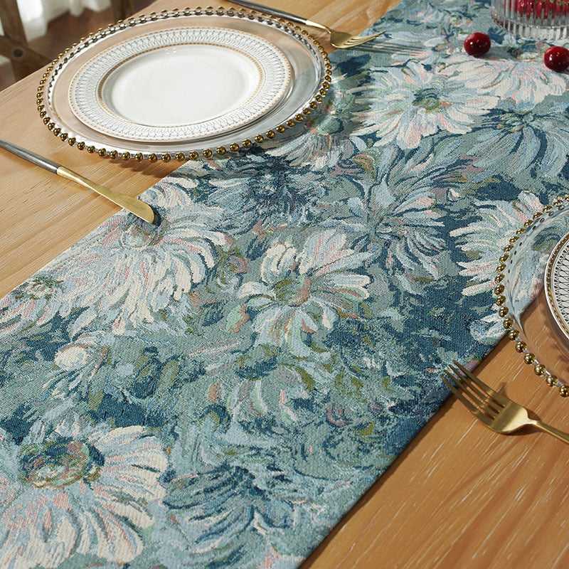 Blue Floral Table Runner