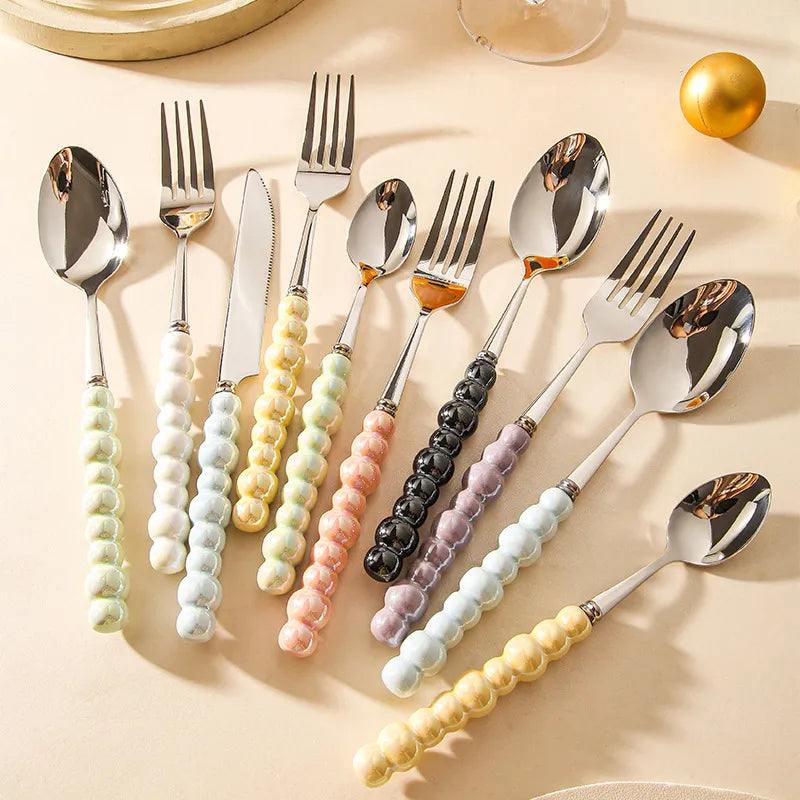 Ceramic Pearl Handle Dinnerware Set