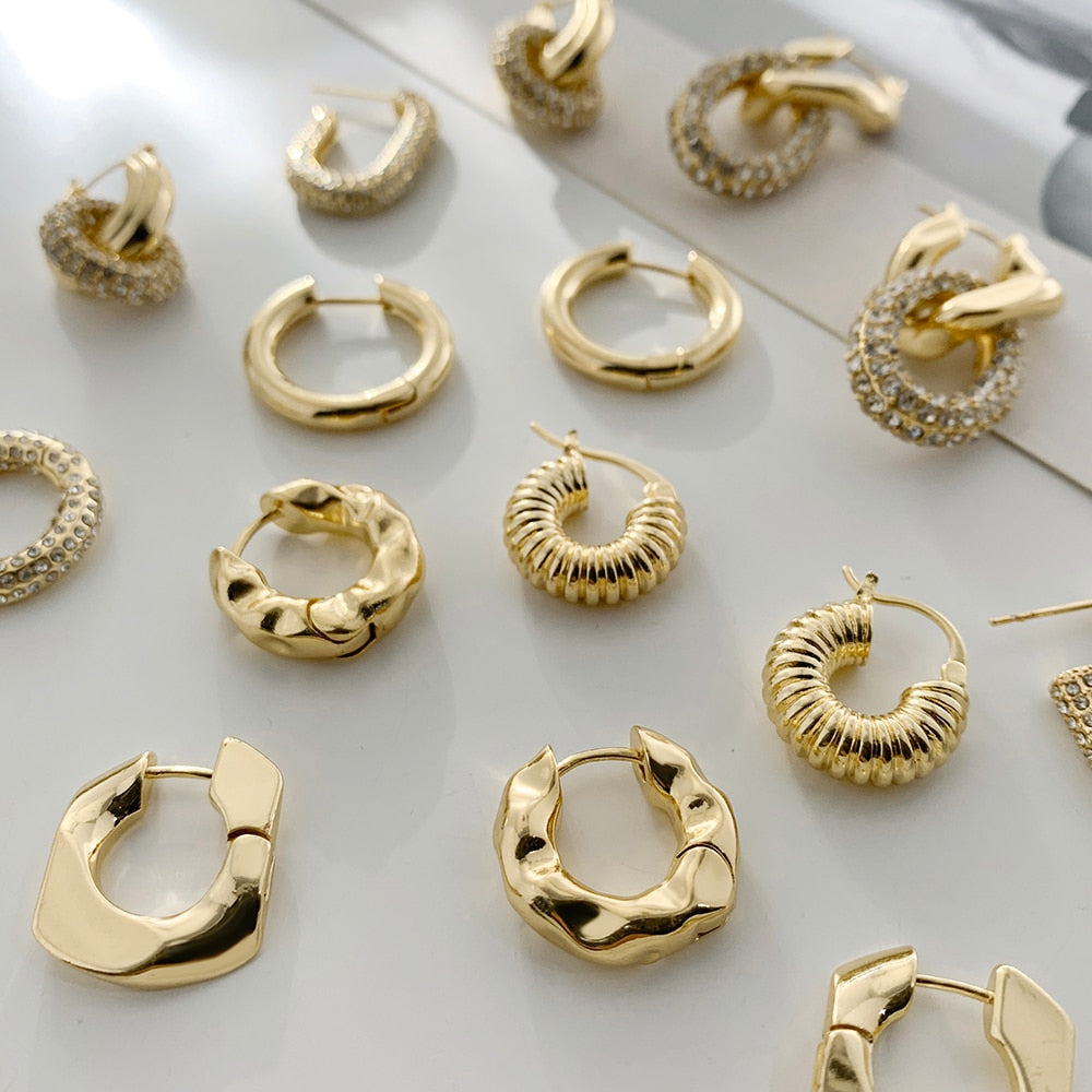 Punk Gold Chunky Hoop Earrings
