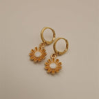 Gold Daisy Sunflower Hoop Earring